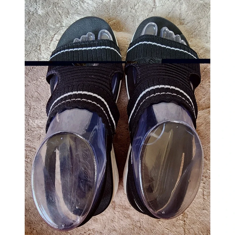 Skechers Uno Coolio Black White Sports Wedge Sandals Womens 7 119255